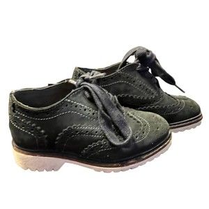 Kenneth Cole Wing Brogue Boys Oxford Shoes Dress Nubuck Lace Up Navy Size 7